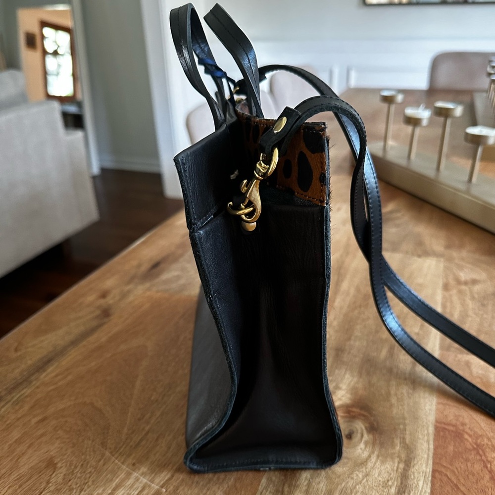 •NEW• Clare V. Petit Simple Tote in Leopard Hair and Black Leather - Picture 5 of 6